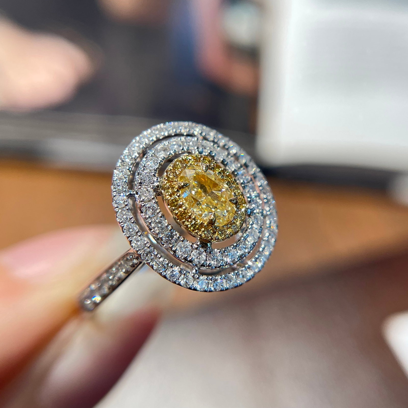 14k Gold 0.88 Ctw Natural Yellow Diamond & Diamond Earrings - 2