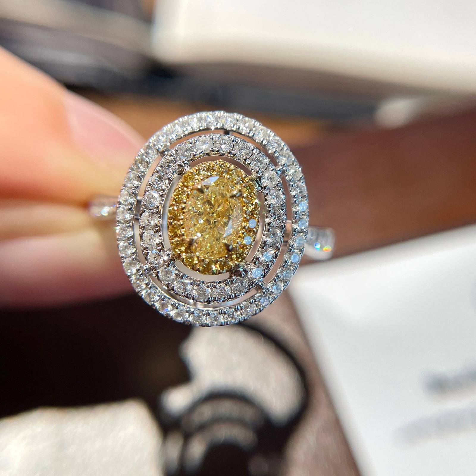 14k Gold 0.88 Ctw Natural Yellow Diamond & Diamond Earrings - 7