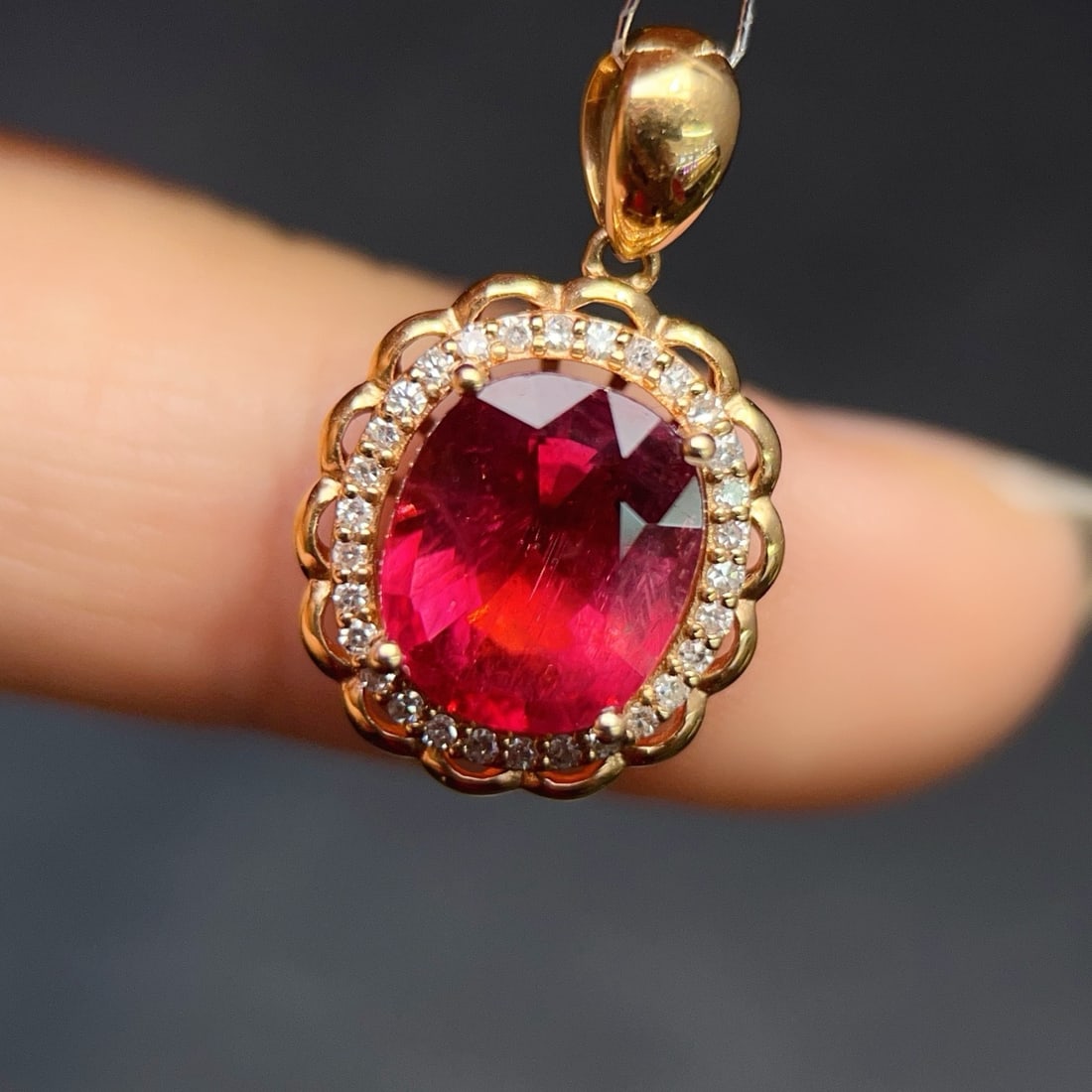 14k Gold 3.65 Ctw Natural Tourmaline & Diamond Pendant( Without Chain ) - 3