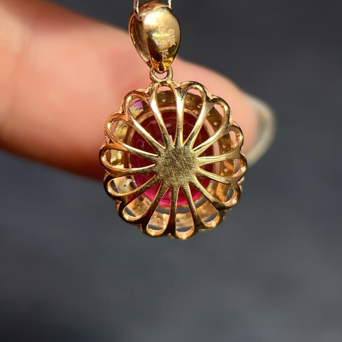 14k Gold 3.65 Ctw Natural Tourmaline & Diamond Pendant( Without Chain ) - 4