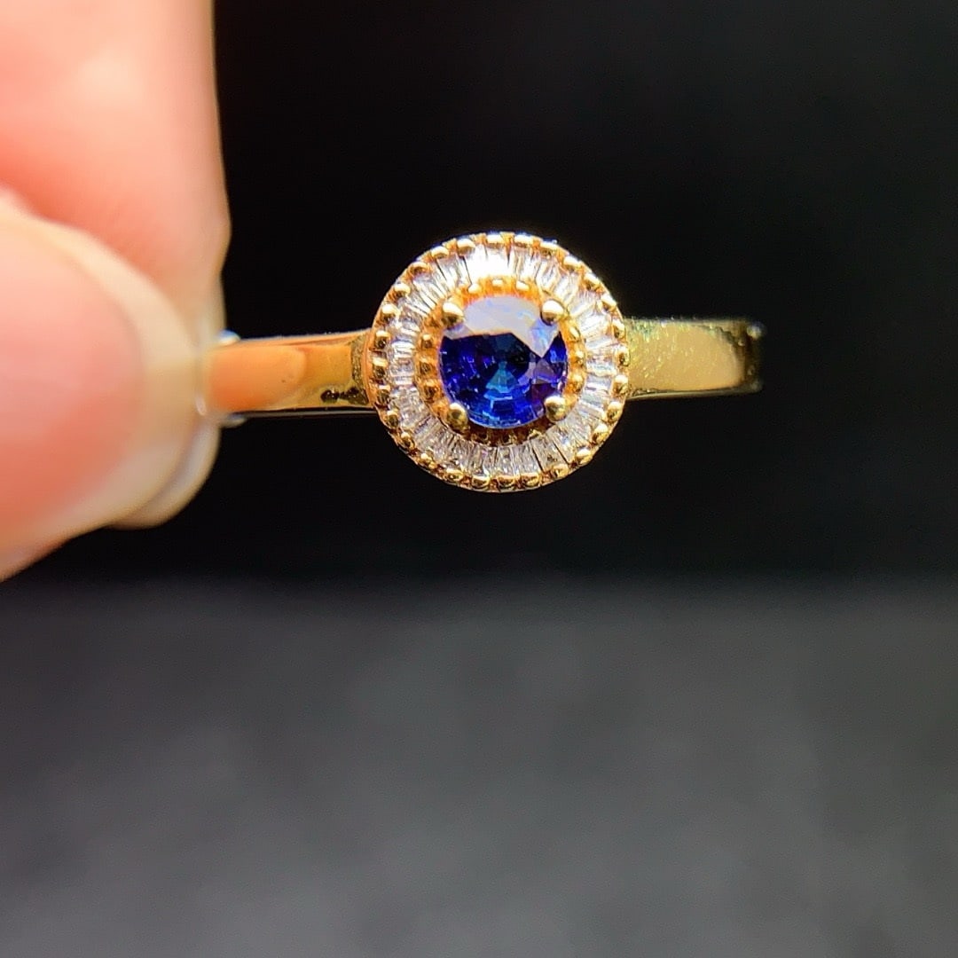 14k Gold 0.47 Ctw Natural Sapphire & Diamond Ring - 2