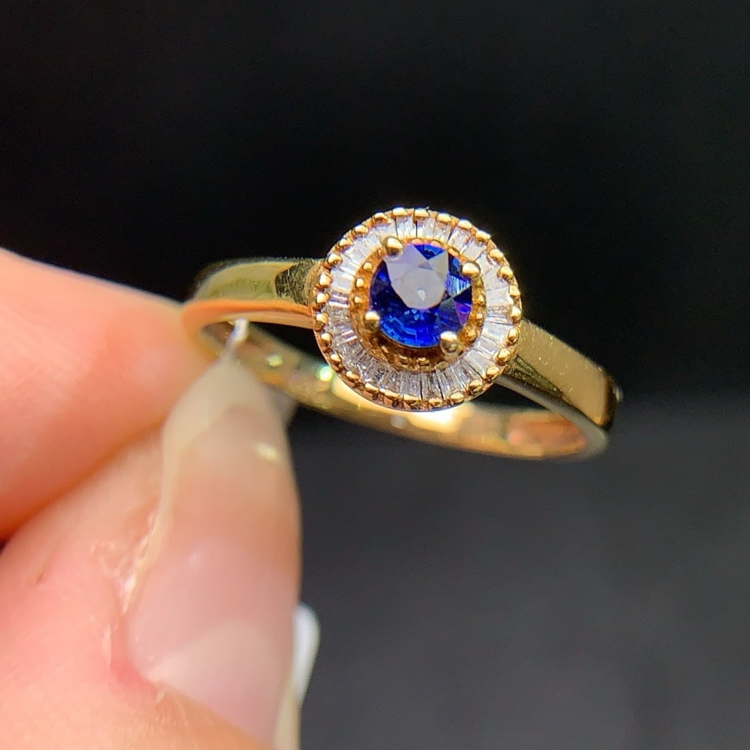 14k Gold 0.47 Ctw Natural Sapphire & Diamond Ring - 3