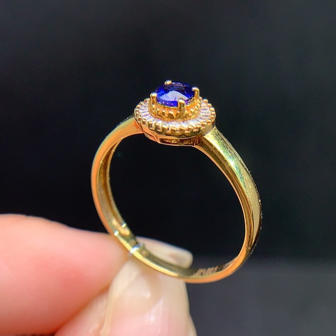 14k Gold 0.47 Ctw Natural Sapphire & Diamond Ring - 4