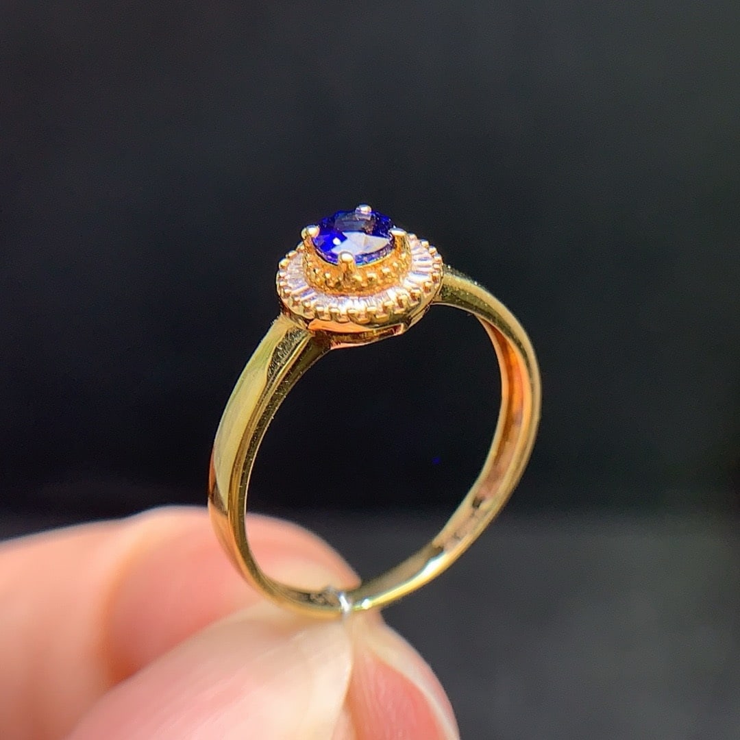 14k Gold 0.47 Ctw Natural Sapphire & Diamond Ring - 5
