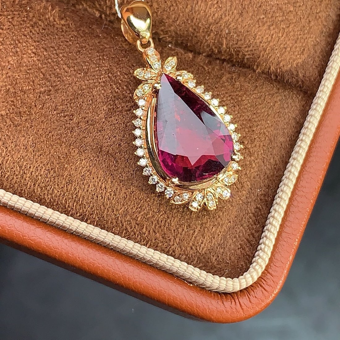 14K GOLD 3.72 CTW NATURAL TOURMALINE & DIAMOND PENDANT( WITHOUT CHAIN ) - 2