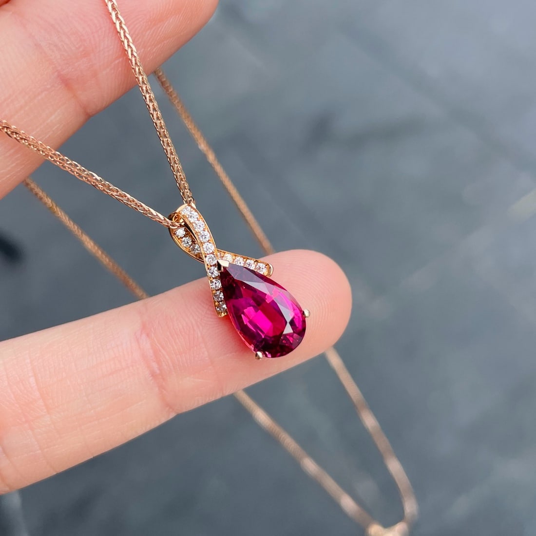 14k Gold 2.76 Ctw Natural Tourmaline & Diamond Pendant( Without Chain ) - 5
