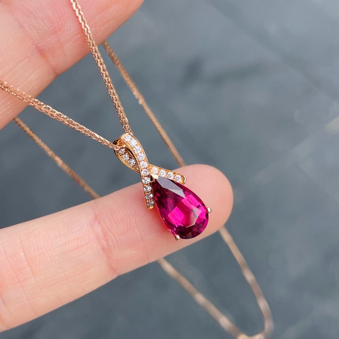 14k Gold 2.76 Ctw Natural Tourmaline & Diamond Pendant( Without Chain ) - 6