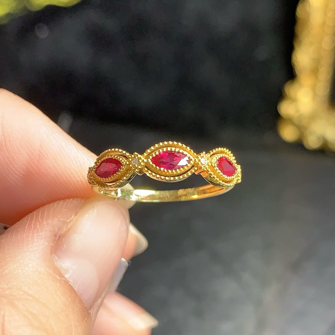 14k Gold 0.55 Ct Natural Ruby & Diamond Ring - 2
