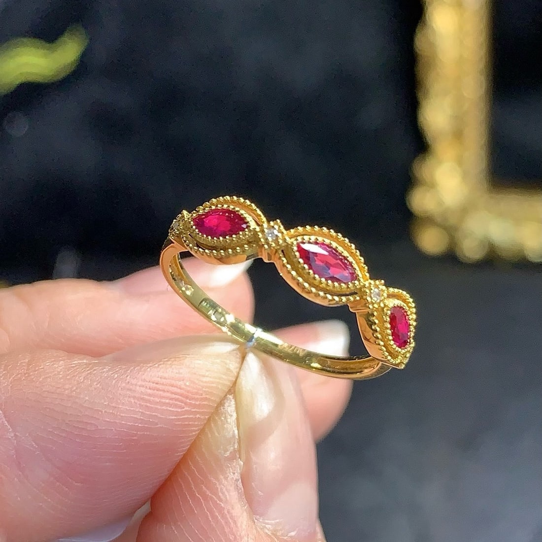 14k Gold 0.55 Ct Natural Ruby & Diamond Ring - 3