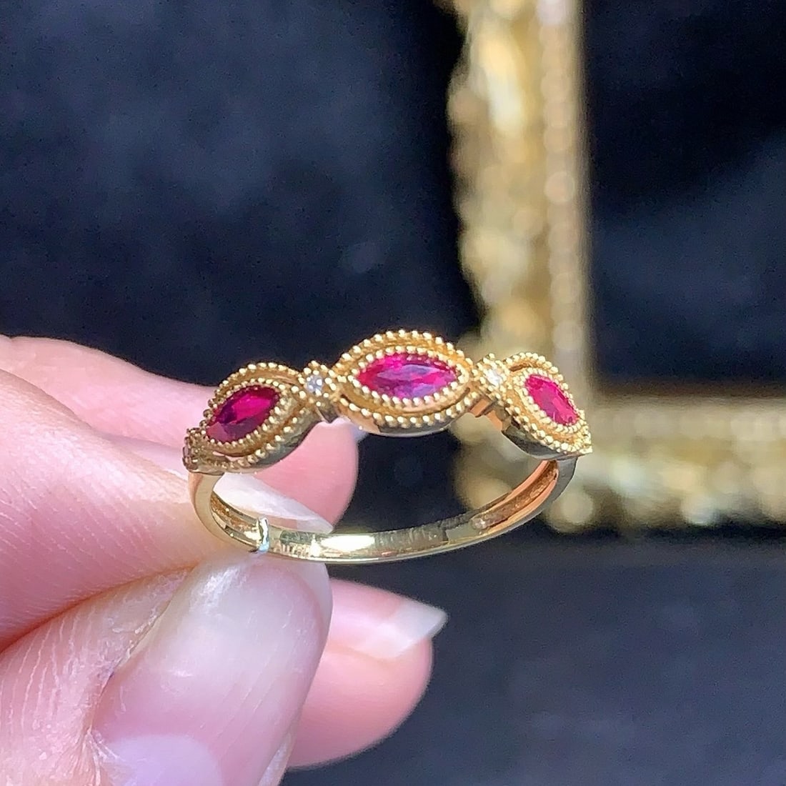 14k Gold 0.55 Ct Natural Ruby & Diamond Ring - 4