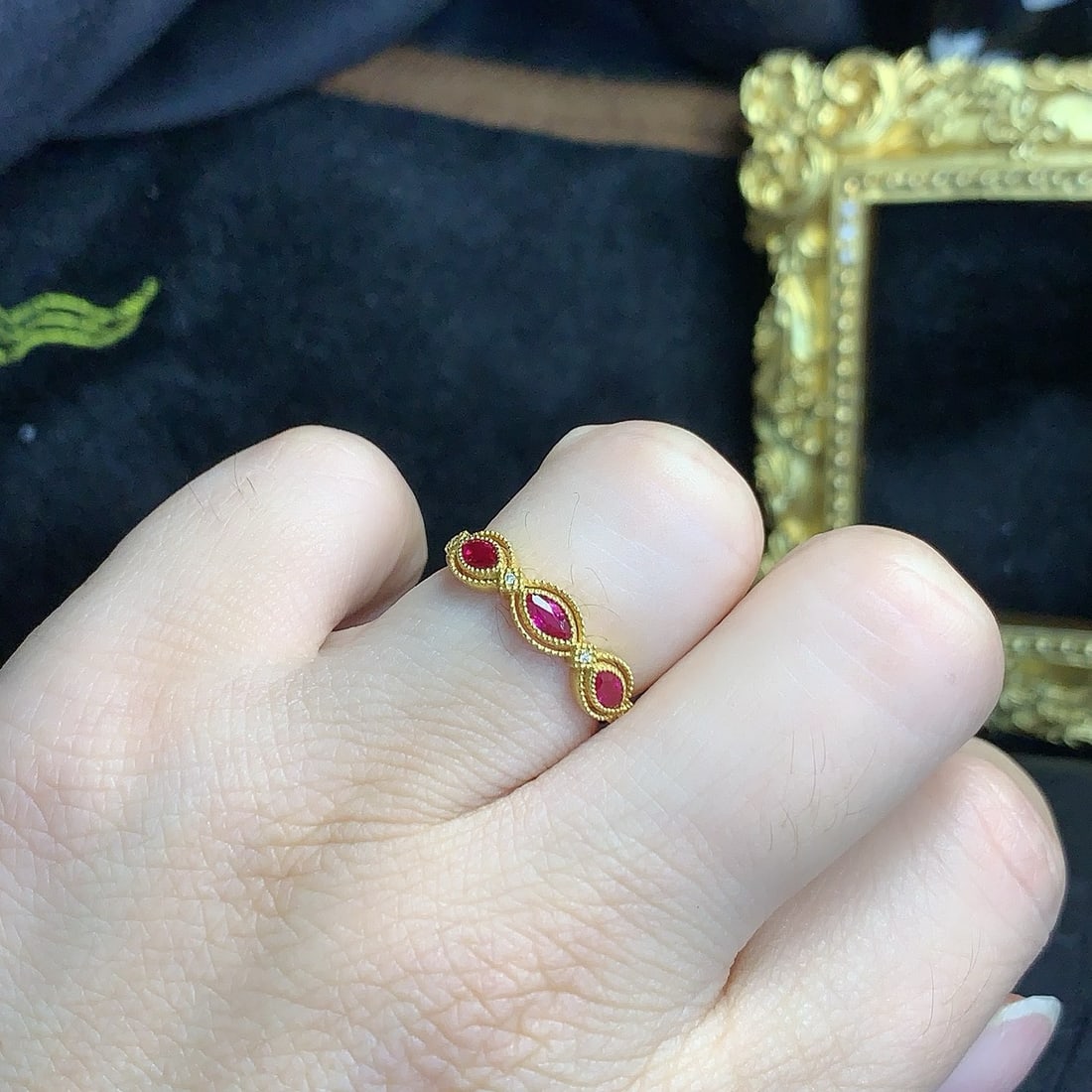 14k Gold 0.55 Ct Natural Ruby & Diamond Ring - 5