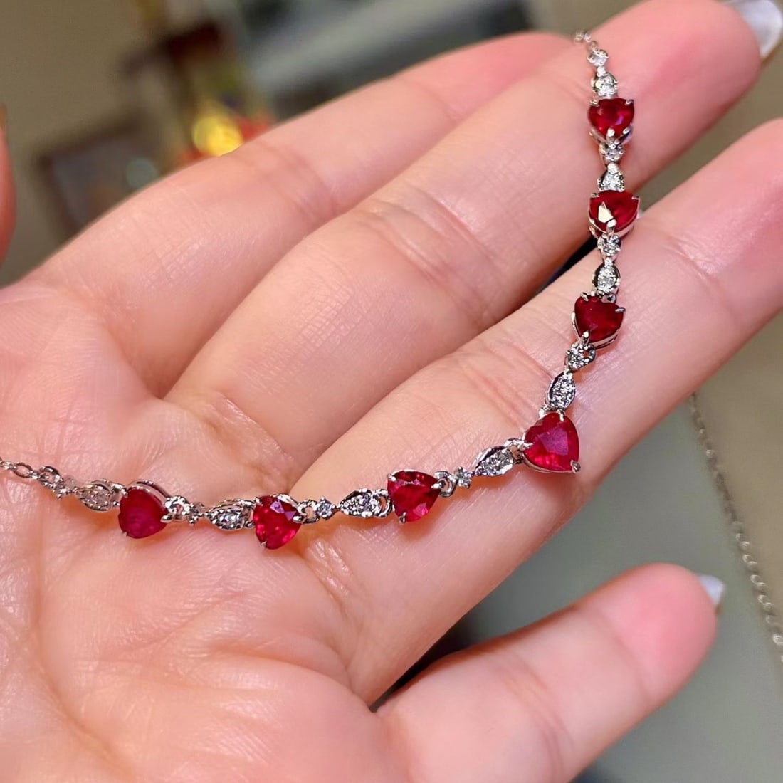 14k Gold 2.89 Ctw Natural Ruby & Diamond Necklace - 2
