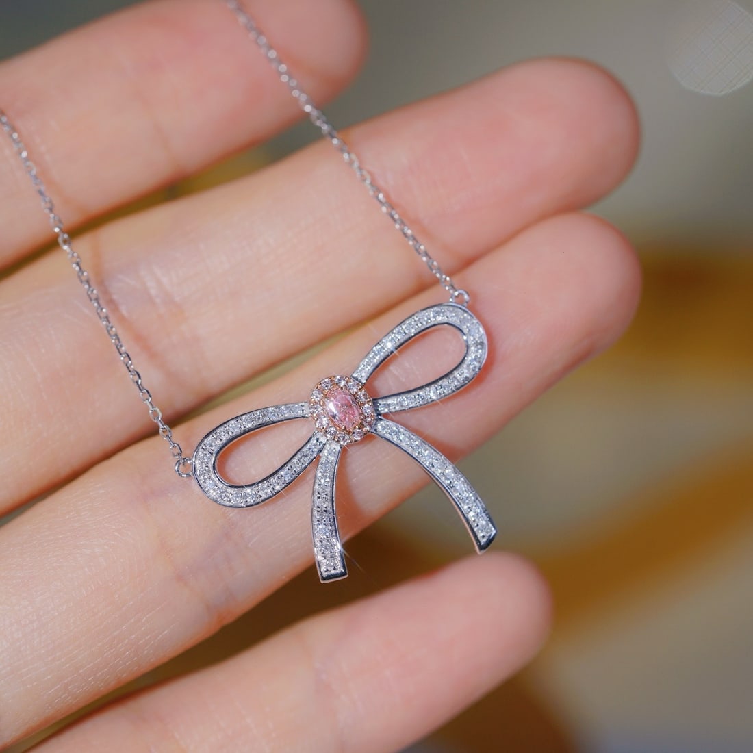 14k Gold 0.45 Ct Natural Color Diamond Necklace - 2