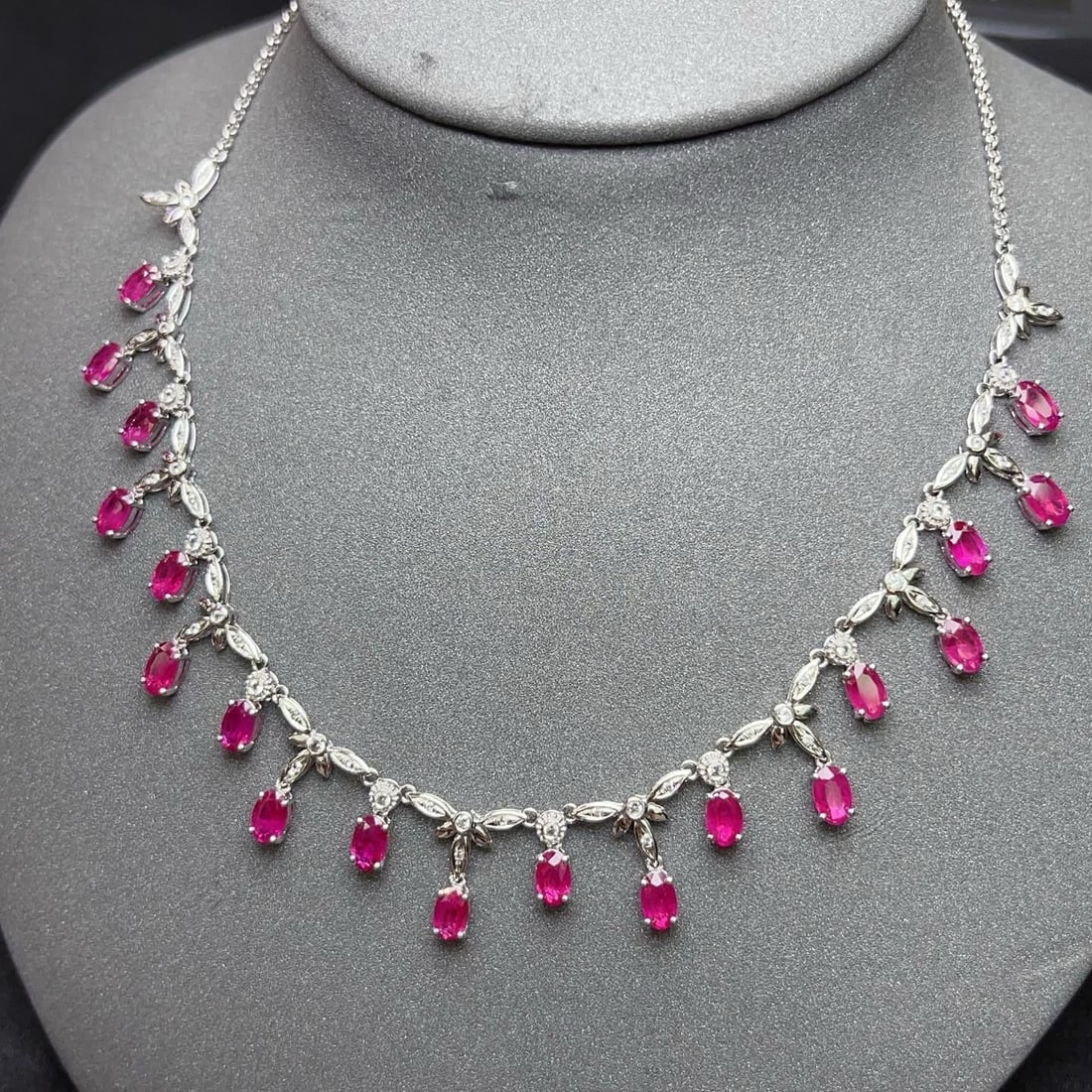14k Gold 5.89 Ct Natural Ruby & Sapphire Necklace - 3