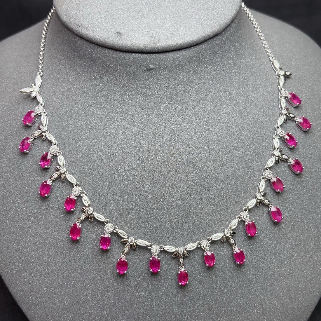 14k Gold 5.89 Ct Natural Ruby & Sapphire Necklace - 4