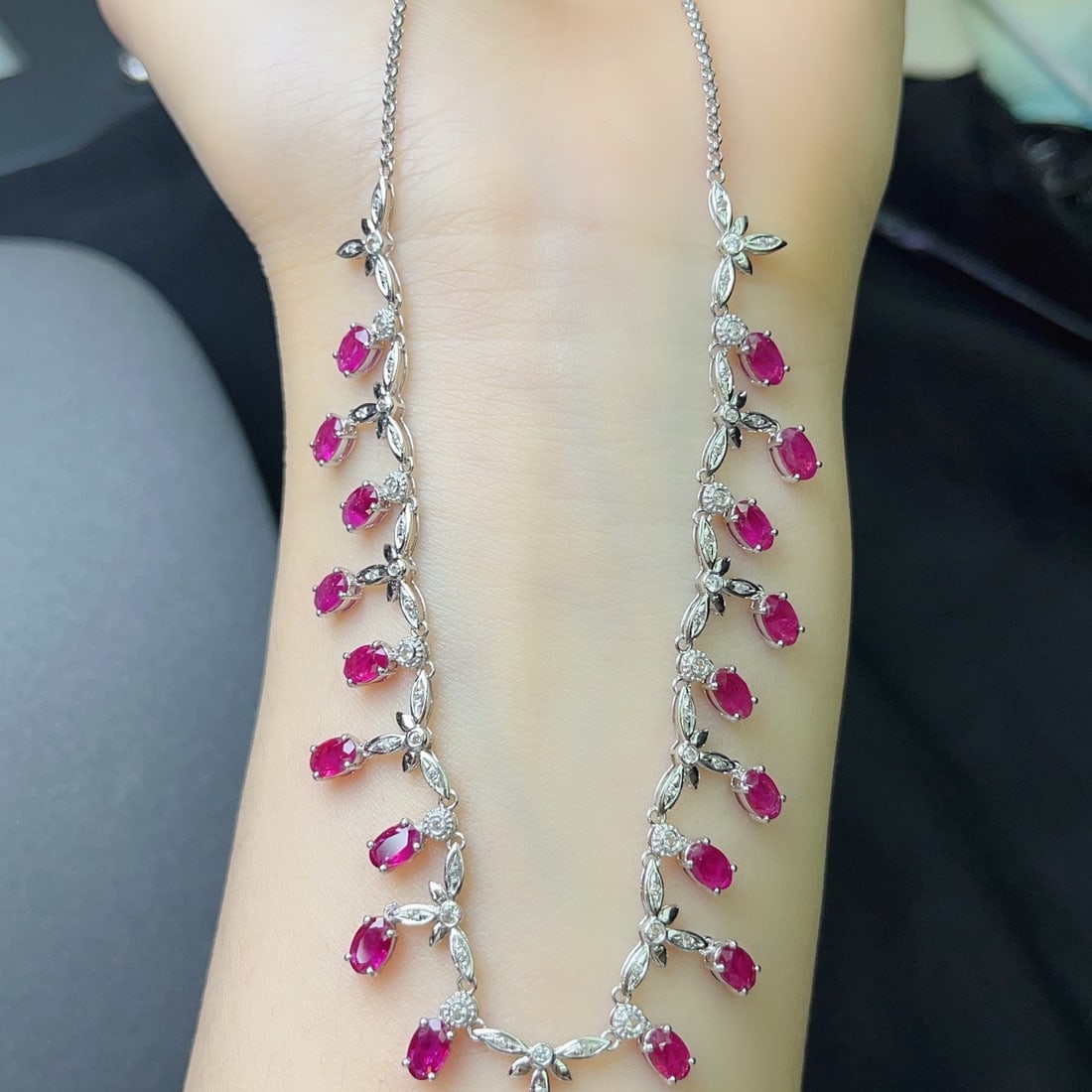 14k Gold 5.89 Ct Natural Ruby & Sapphire Necklace - 5