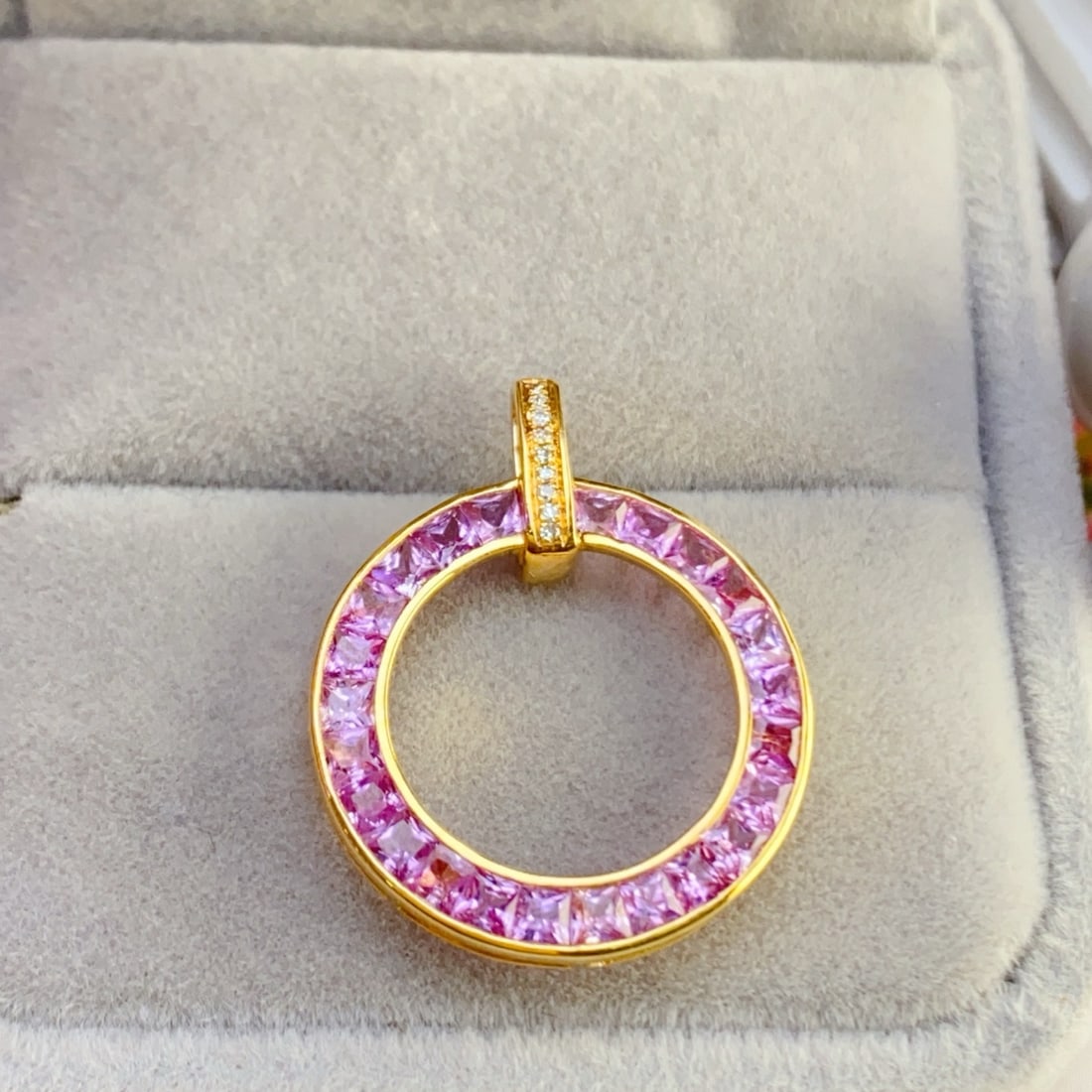 14k Gold 3.00 Ct Natural Sapphire & Diamond Pendant( Without Chain ) - 2