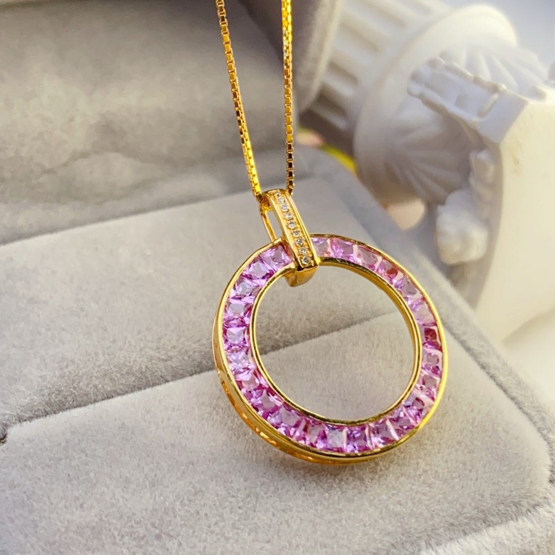 14k Gold 3.00 Ct Natural Sapphire & Diamond Pendant( Without Chain ) - 4