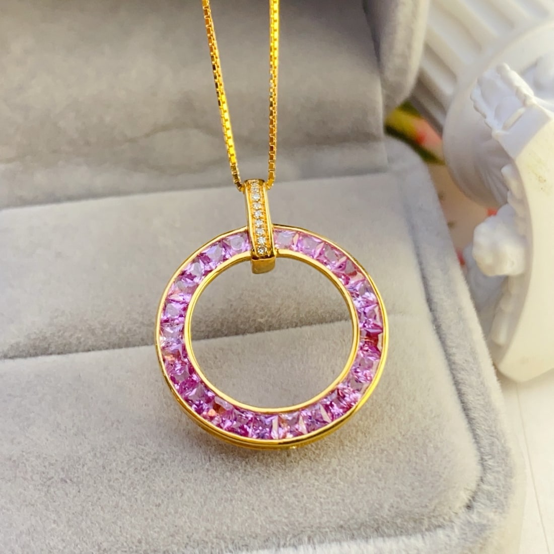 14k Gold 3.00 Ct Natural Sapphire & Diamond Pendant( Without Chain ) - 5