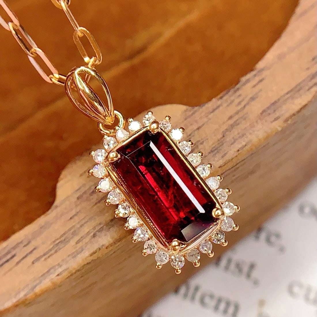 14k Gold 2 Ct Natural Tourmaline & Diamond Pendant( Without Chain ) - 3