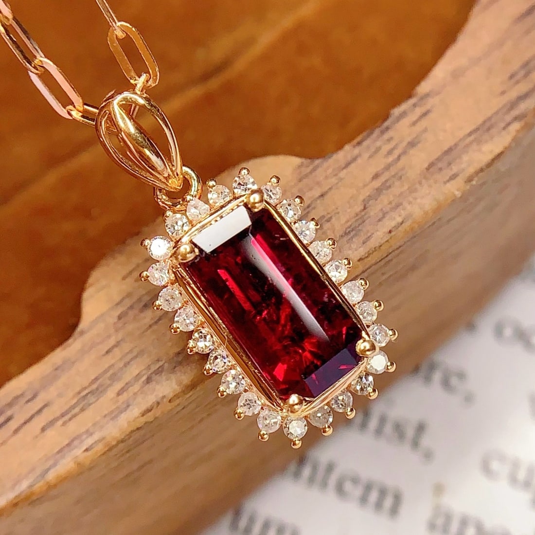 14k Gold 2 Ct Natural Tourmaline & Diamond Pendant( Without Chain ) - 4