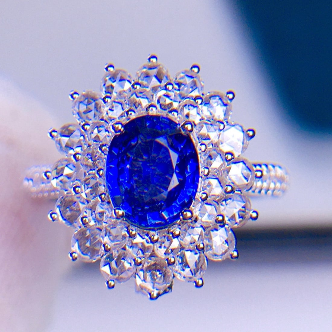 14k Gold 1.65 Ct Natural Sapphire & Diamond Ring/pendant( Without Chain ) - 2