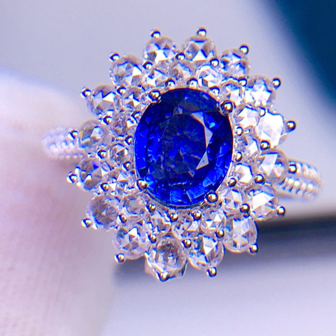 14k Gold 1.65 Ct Natural Sapphire & Diamond Ring/pendant( Without Chain ) - 3