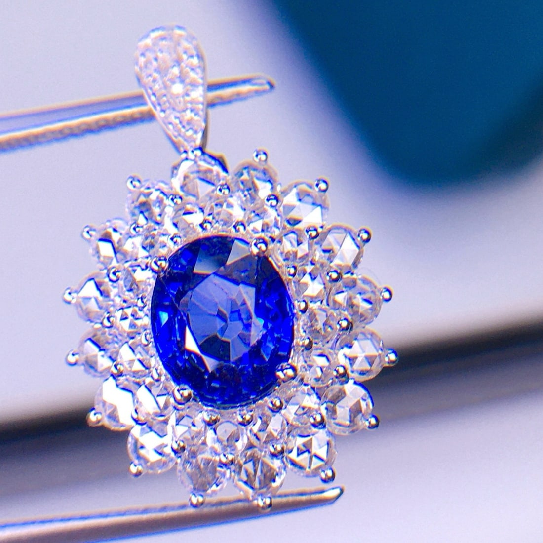 14k Gold 1.65 Ct Natural Sapphire & Diamond Ring/pendant( Without Chain ) - 5