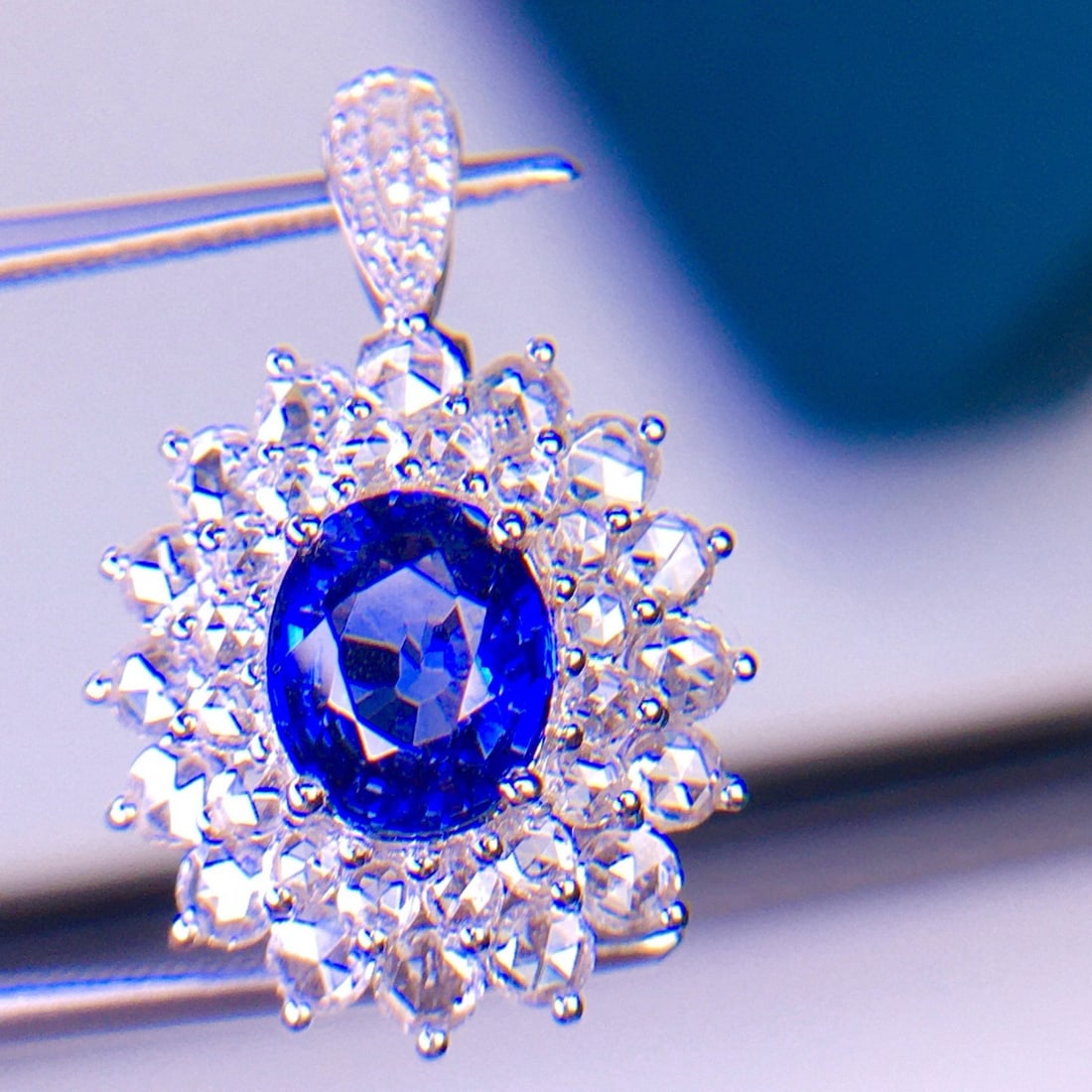 14k Gold 1.65 Ct Natural Sapphire & Diamond Ring/pendant( Without Chain ) - 6