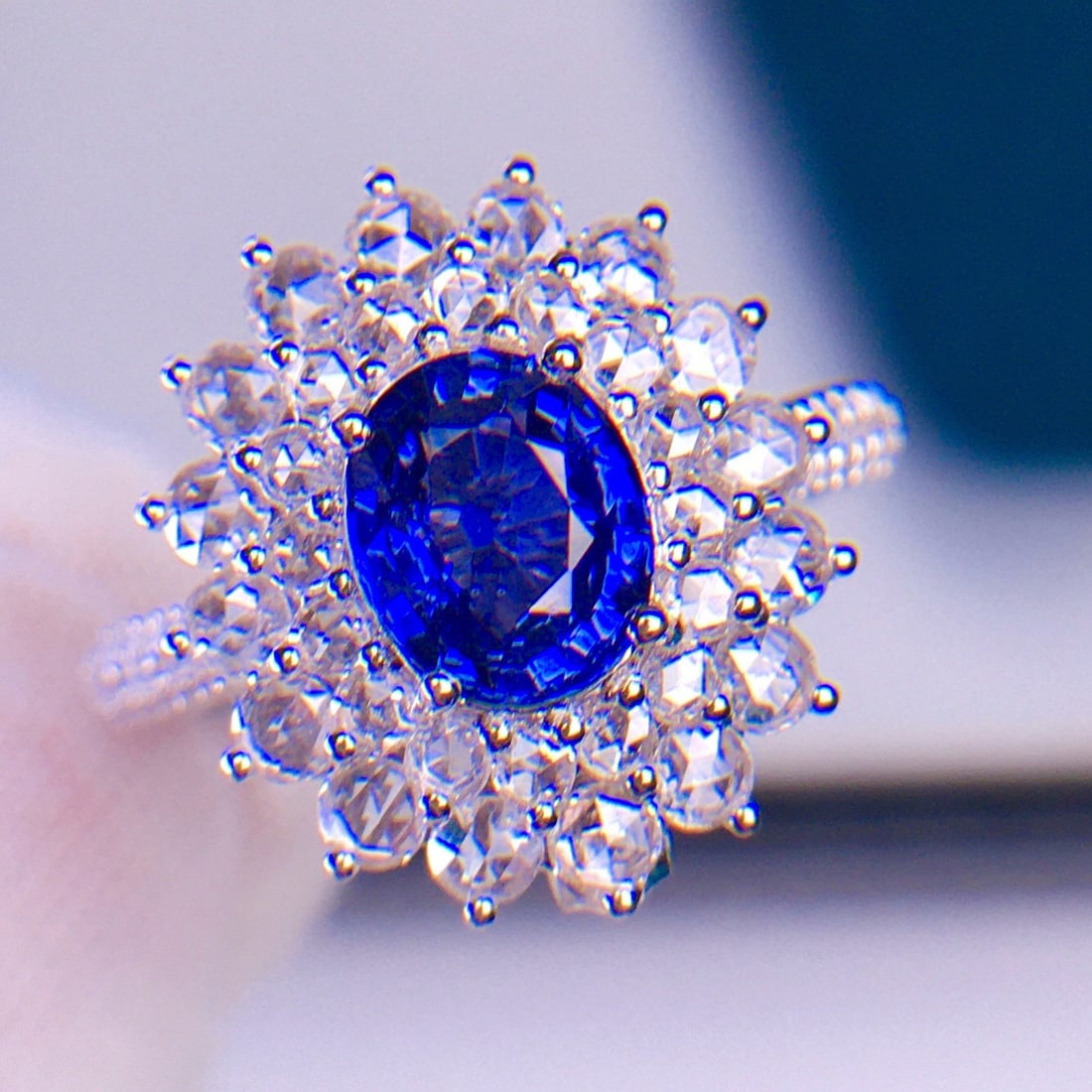 14k Gold 1.65 Ct Natural Sapphire & Diamond Ring/pendant( Without Chain ) - 7