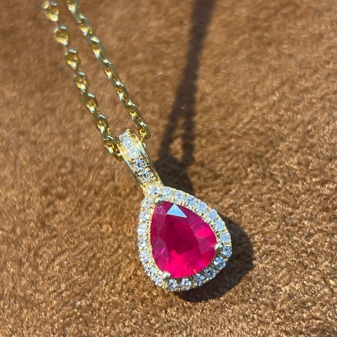 14k Gold 0.59 Ctw Natural Ruby & Diamond Pendant( Without Chain ) - 3