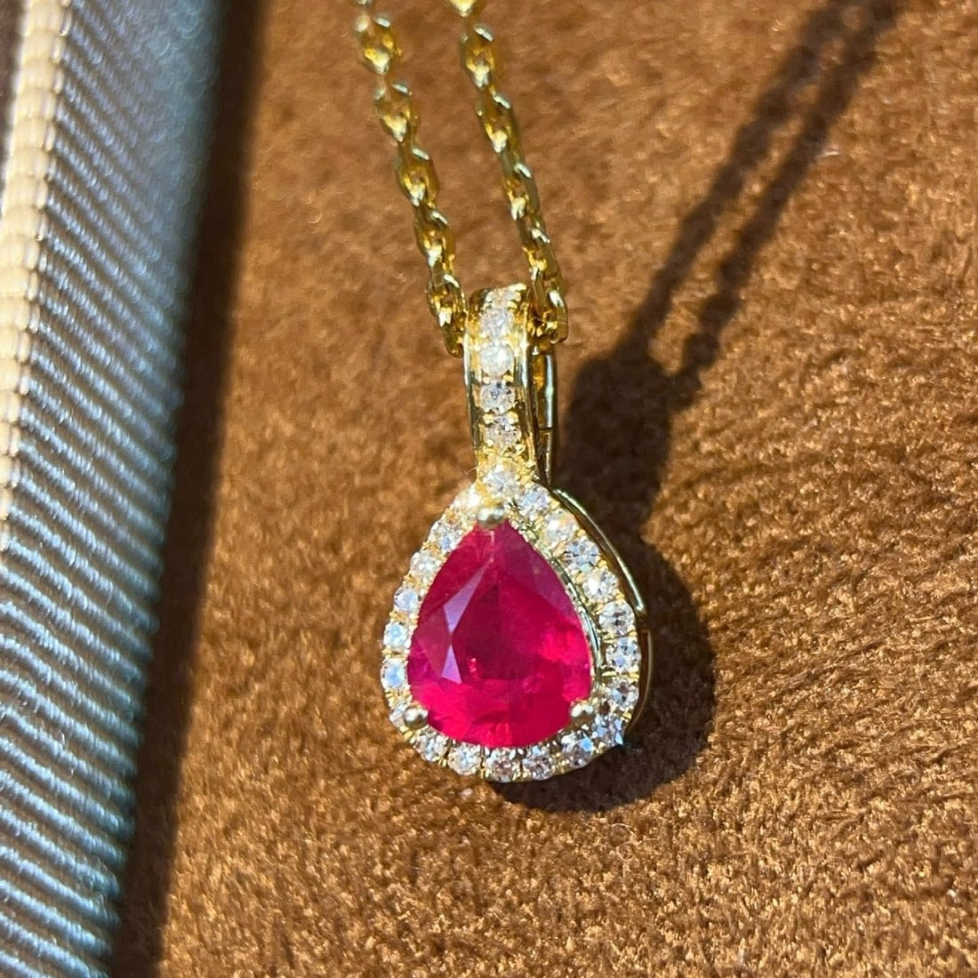 14k Gold 0.59 Ctw Natural Ruby & Diamond Pendant( Without Chain ) - 5