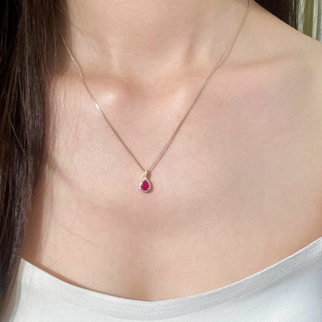 14k Gold 0.59 Ctw Natural Ruby & Diamond Pendant( Without Chain ) - 6