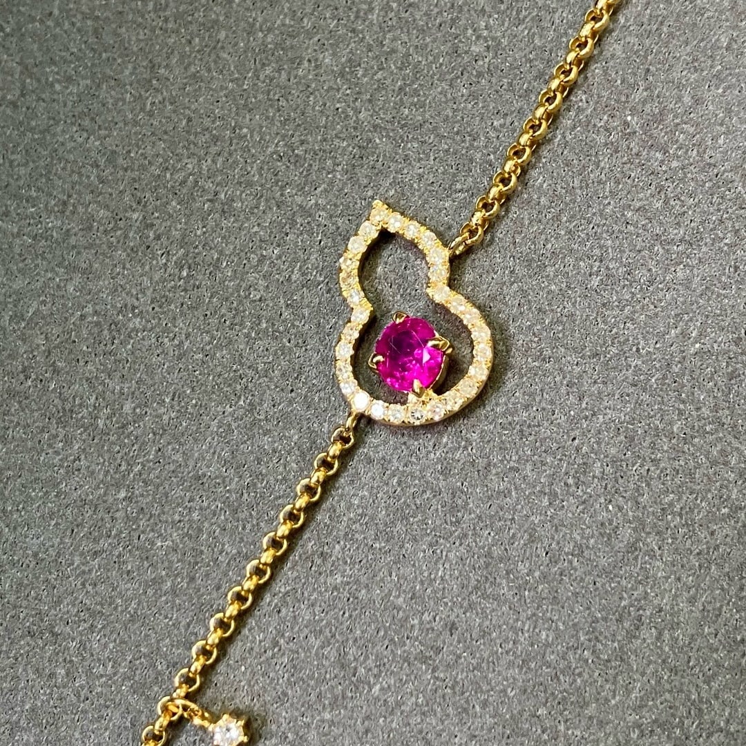 14k Gold 0.61 Ctw Natural Ruby & Diamond Bracelet - 2