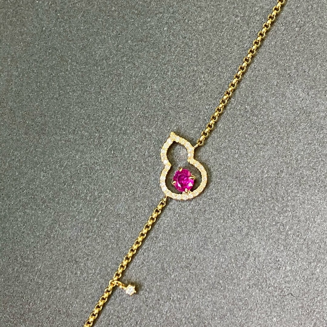 14k Gold 0.61 Ctw Natural Ruby & Diamond Bracelet - 3