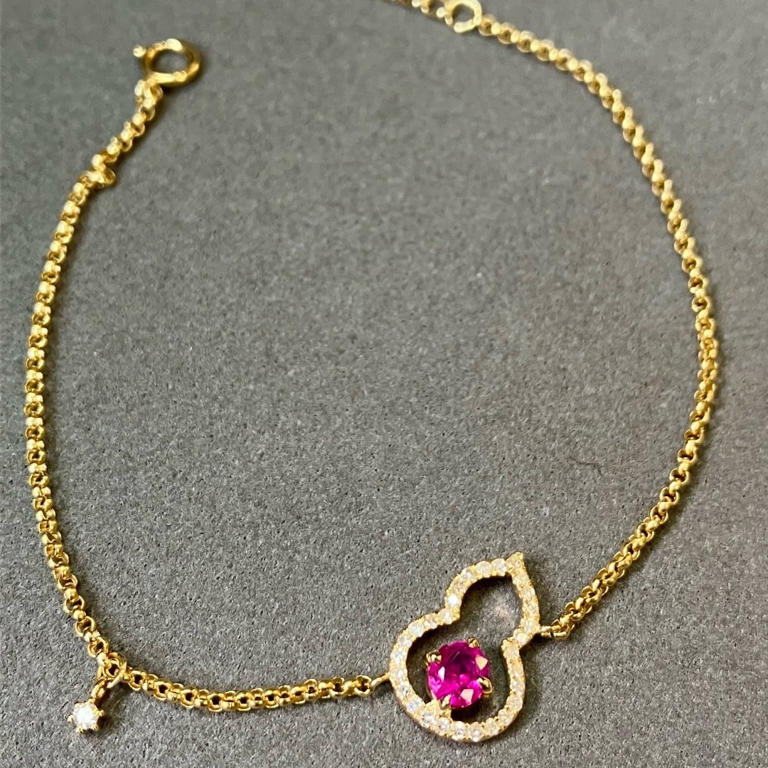 14k Gold 0.61 Ctw Natural Ruby & Diamond Bracelet - 4