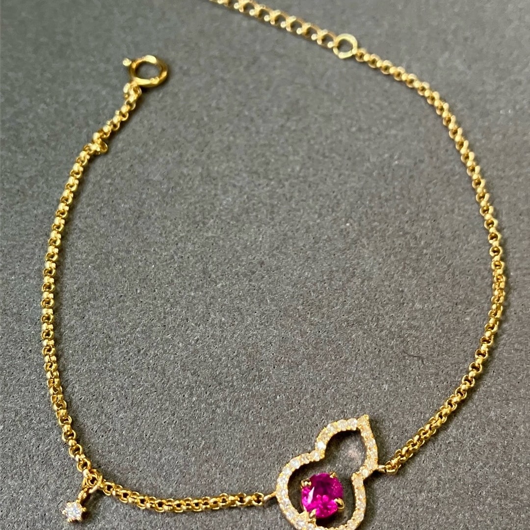 14k Gold 0.61 Ctw Natural Ruby & Diamond Bracelet - 5