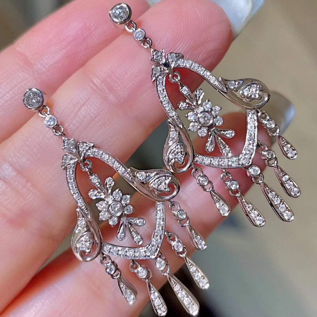 14k Gold 1.06 Ct Natural H Diamond Earrings - 2