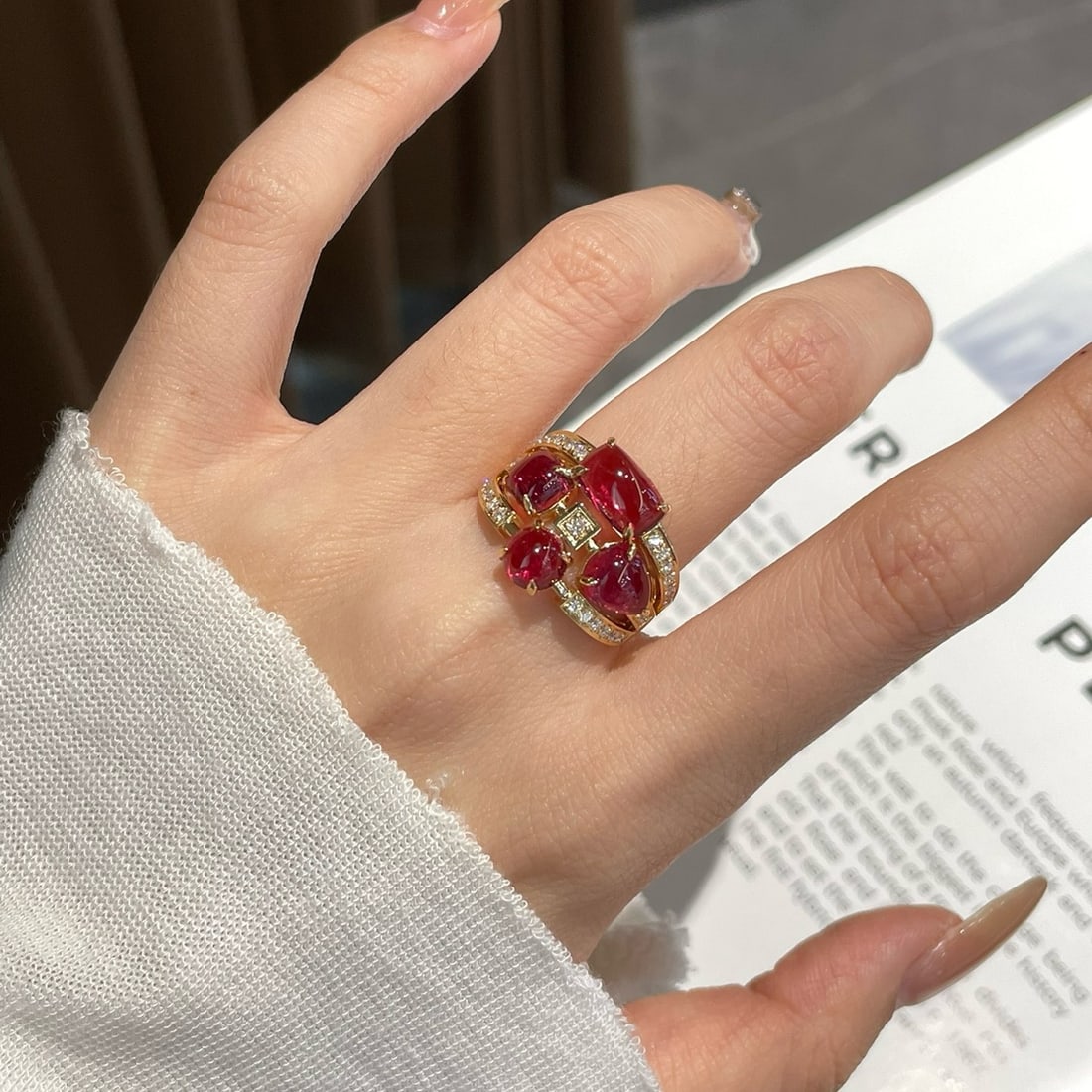 14k Gold 4 Ct Natural Tourmaline & Diamond Ring - 7