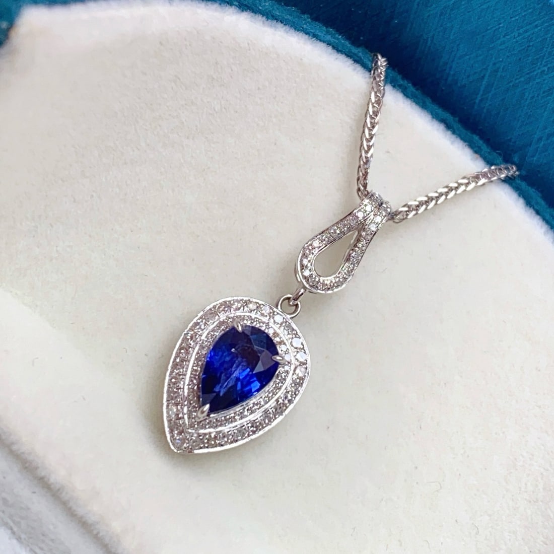 14k Gold 1.35 Ct Natural Sapphire & Diamond Pendant( Without Chain ) - 2