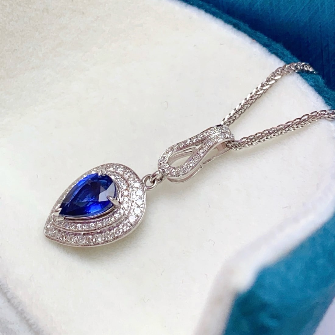 14k Gold 1.35 Ct Natural Sapphire & Diamond Pendant( Without Chain ) - 3