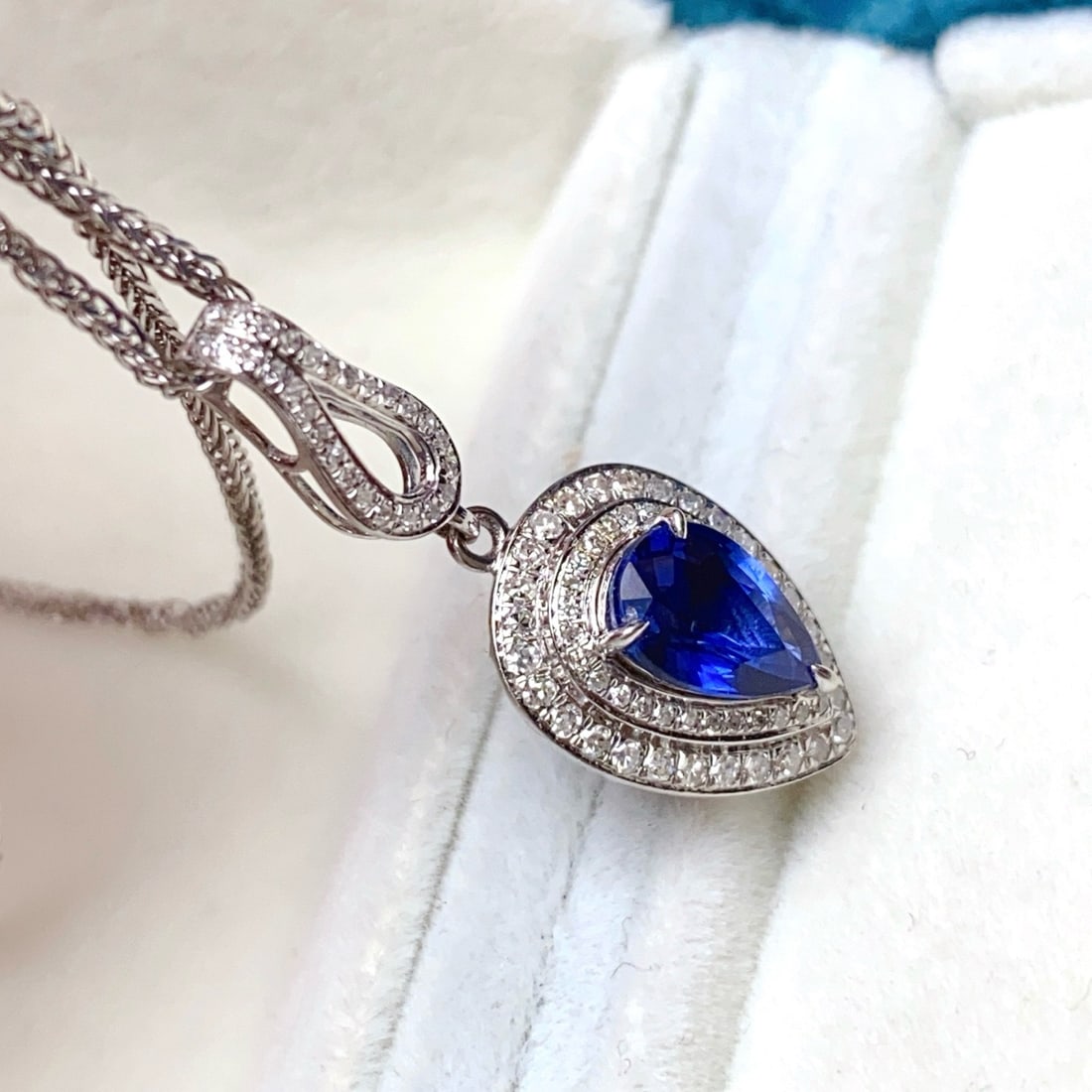 14k Gold 1.35 Ct Natural Sapphire & Diamond Pendant( Without Chain ) - 4