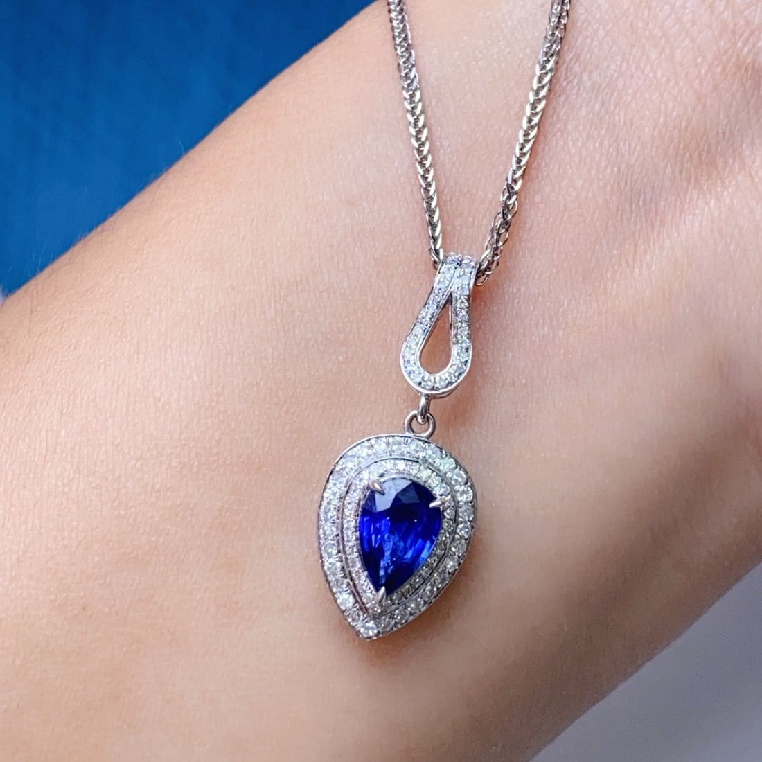 14k Gold 1.35 Ct Natural Sapphire & Diamond Pendant( Without Chain ) - 5