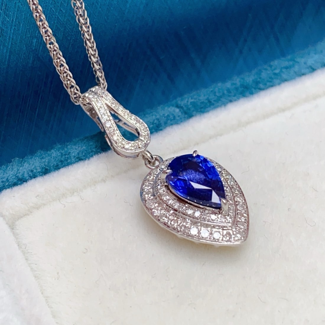 14k Gold 1.35 Ct Natural Sapphire & Diamond Pendant( Without Chain ) - 6
