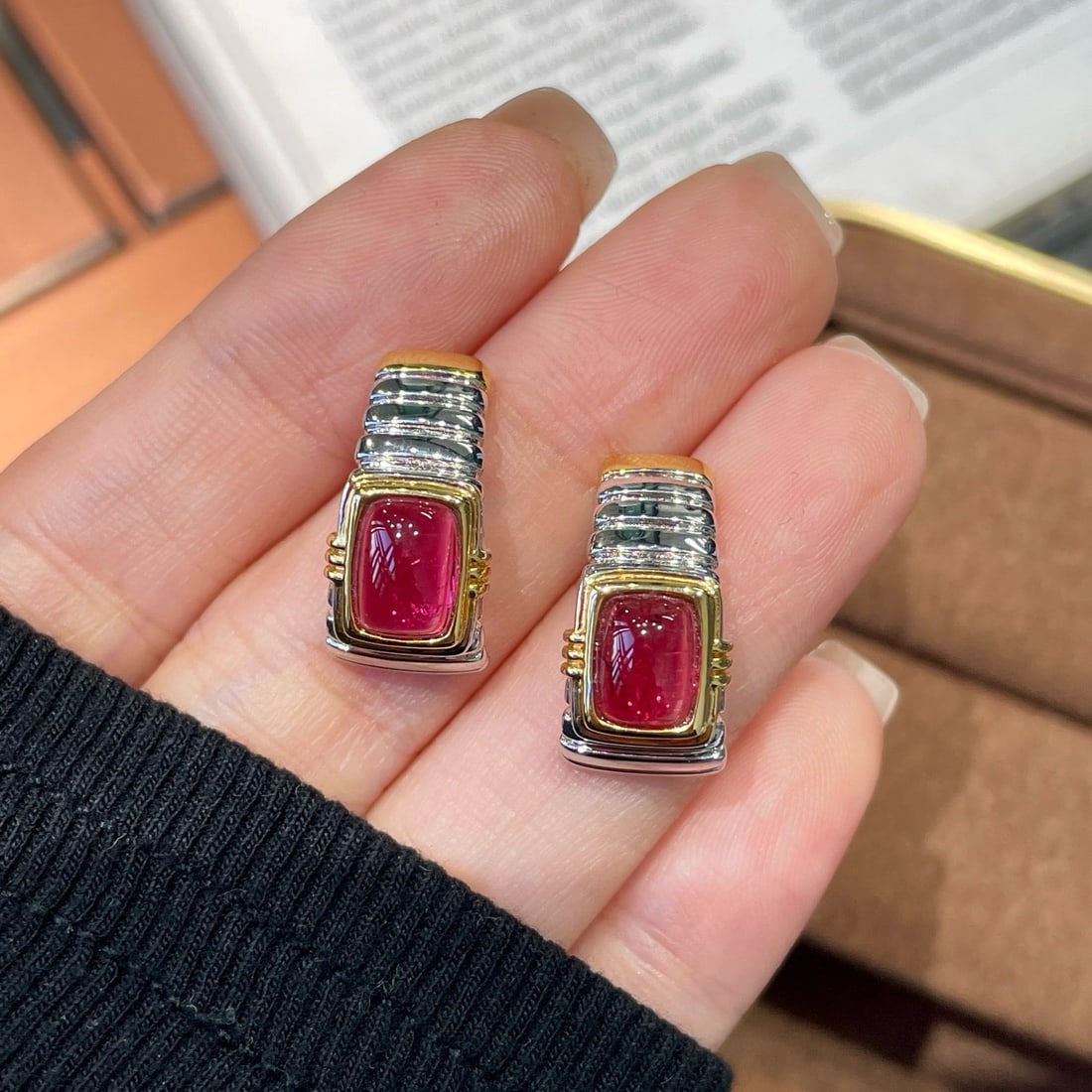 14k Gold 2.4 Ct Natural Tourmaline Earrings - 2
