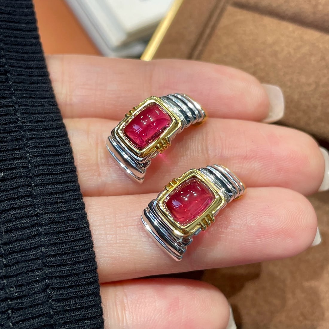 14k Gold 2.4 Ct Natural Tourmaline Earrings - 3