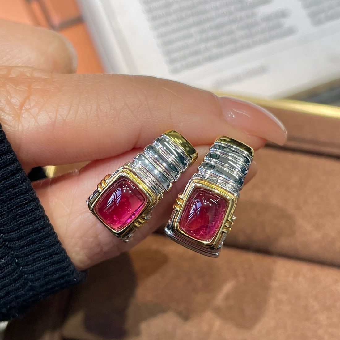 14k Gold 2.4 Ct Natural Tourmaline Earrings - 4