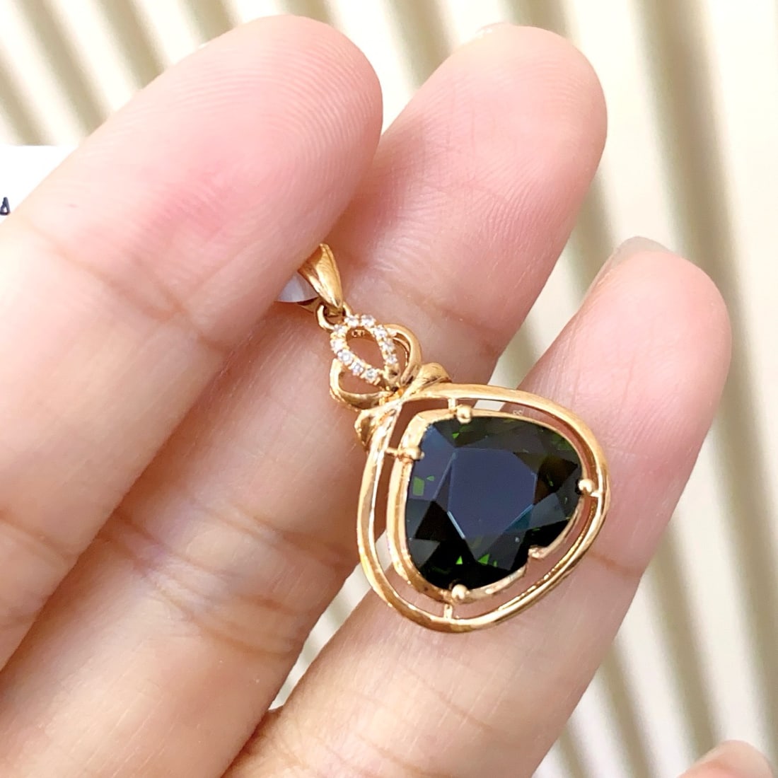 14k Gold 3.90 Ct Natural Tourmaline & Diamond Pendant( Without Chain ) - 5
