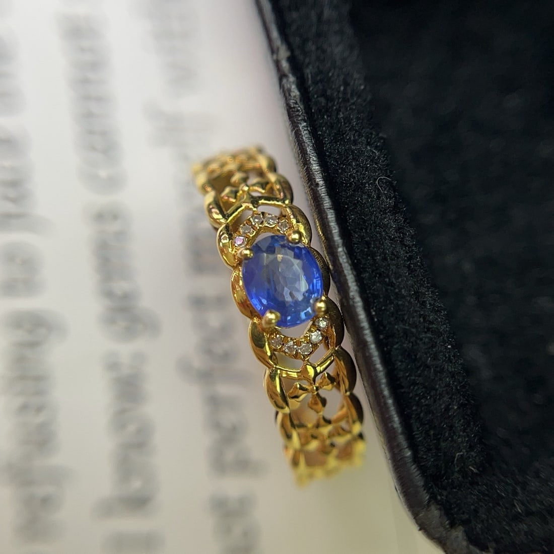 14k Gold 0.56 Ct Natural Sapphire & Diamond Ring - 5