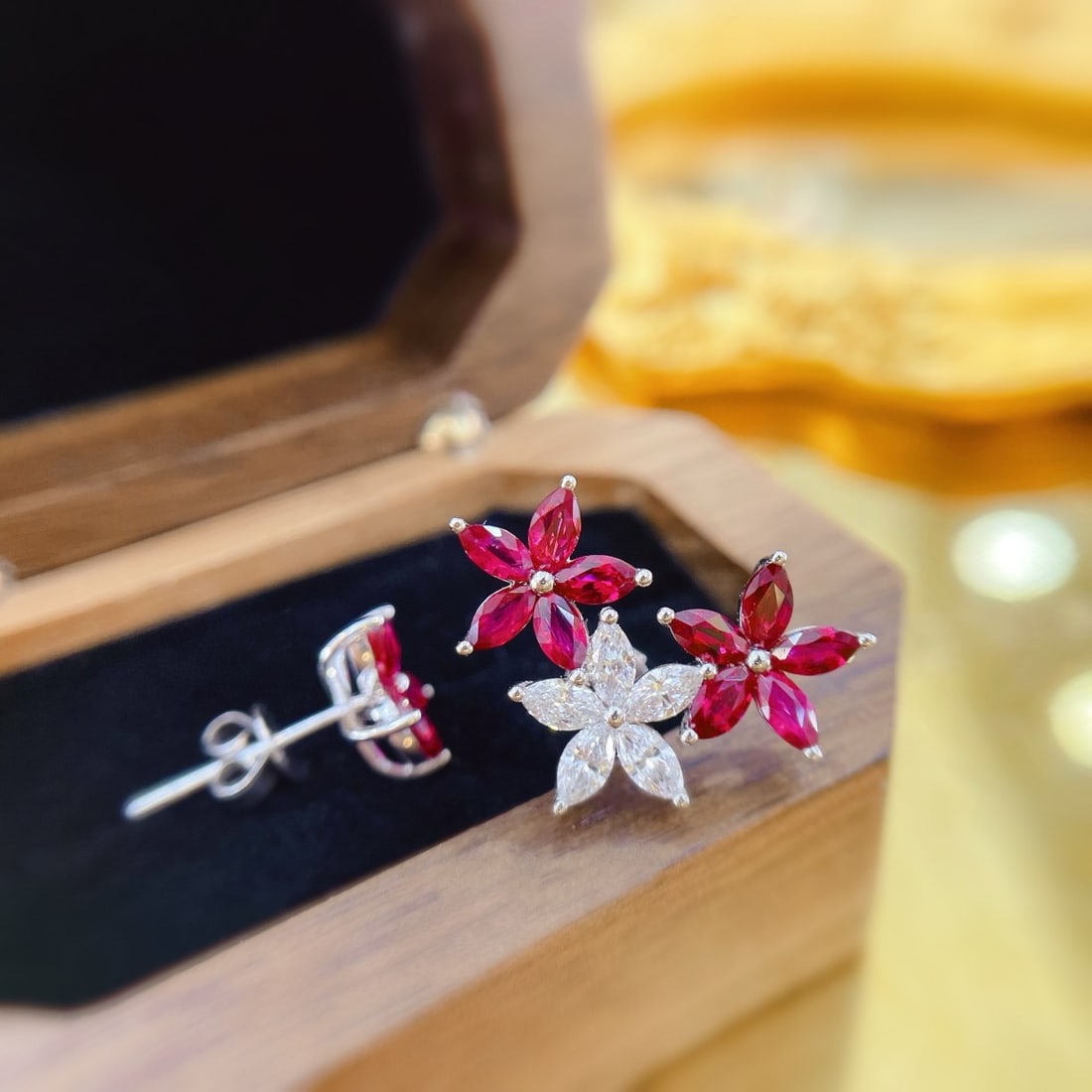 14k Gold 2.03 Ctw Natural Ruby & Diamond Earrings - 2